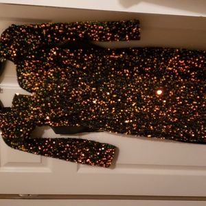 Black Sequins Party Gown